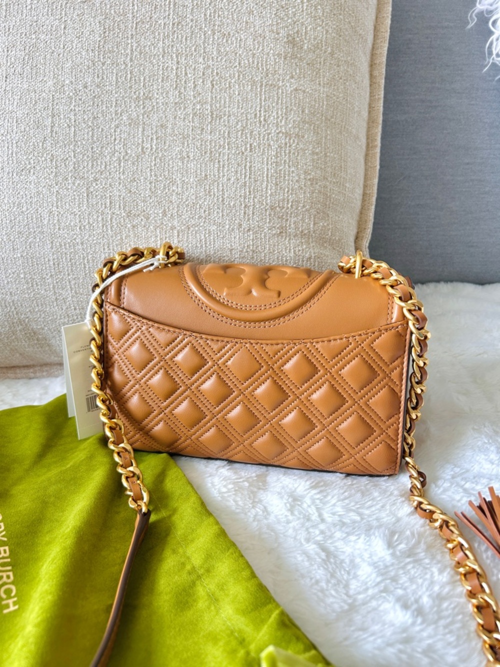 NWT🧡Tory Burch Small Fleming Shoulder Bag Convertible Chain Kobicha Brown 75576 - Picture 8 of 8
